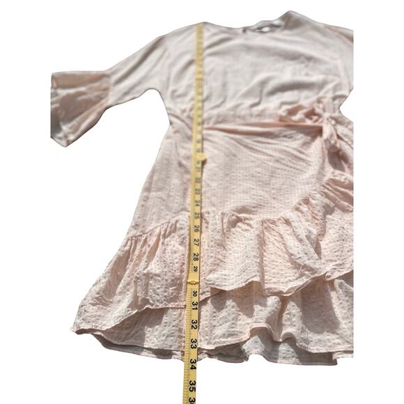 ASTR the Label Blush Pink Ruffle Bell Sleeve Faux Wrap Mini Dress - Size Medium - Picture 9 of 12